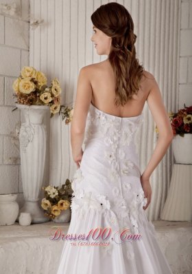 Romantic Princess Strapless Wedding Dress Floral Beaded