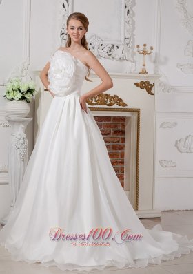 Unique Floral Strapless Wedding Dress Organza