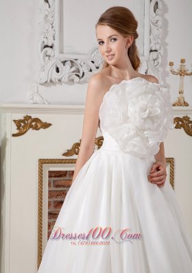 Unique Floral Strapless Wedding Dress Organza