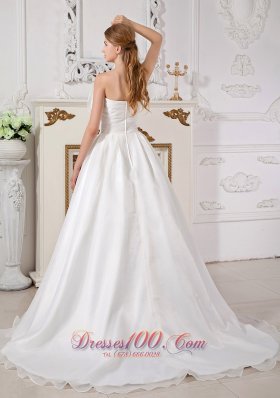 Unique Floral Strapless Wedding Dress Organza