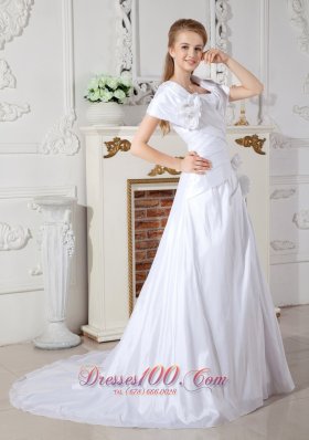 Special Square Neckline Wedding Dress Taffeta On Sale