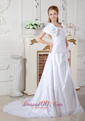 Special Square Neckline Wedding Dress Taffeta On Sale