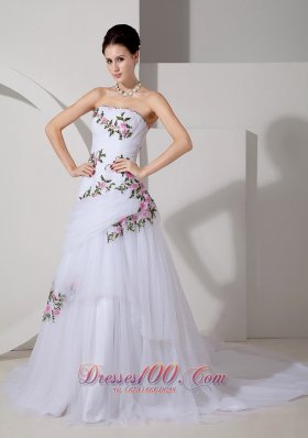 Exquisite Embroidery Strapless Wedding Dress Appliques