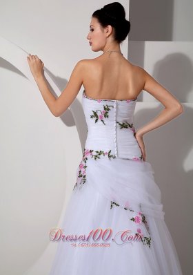 Exquisite Embroidery Strapless Wedding Dress Appliques