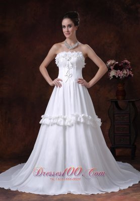 Romantic Floral Chiffon Strapless Romantic Wedding Dress