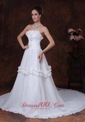 Romantic Floral Chiffon Strapless Romantic Wedding Dress