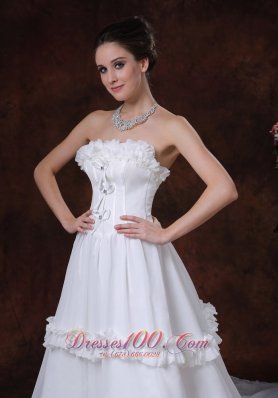 Romantic Floral Chiffon Strapless Romantic Wedding Dress