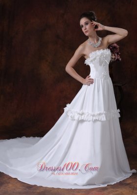 Romantic Floral Chiffon Strapless Romantic Wedding Dress