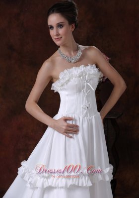 Romantic Floral Chiffon Strapless Romantic Wedding Dress