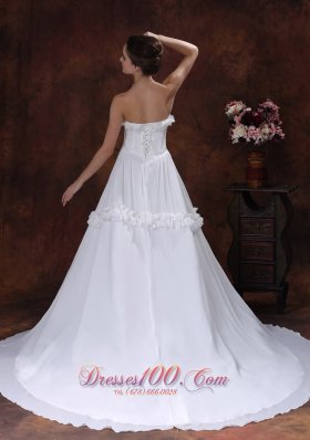 Romantic Floral Chiffon Strapless Romantic Wedding Dress