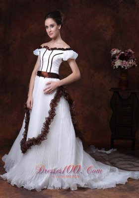 Off Shoulder Wedding Dress A-Line Organza Wedding Dress