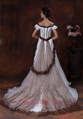 Off Shoulder Wedding Dress A-Line Organza Wedding Dress