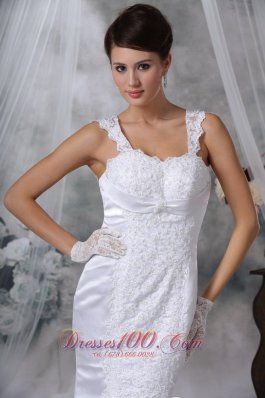 Luxurious Mermaid Wedding Gowns Straps Satin Lace Appliques