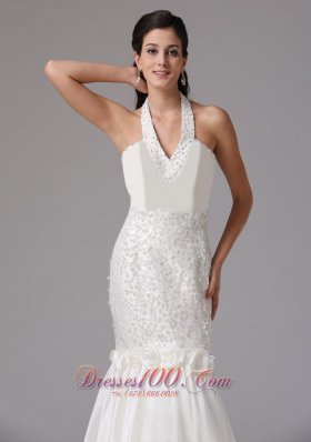 Romantic Mermaid Halter Beaded Wedding Dress