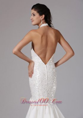 Romantic Mermaid Halter Beaded Wedding Dress