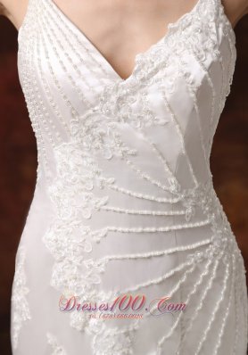 Elegant Spaghetti Straps Lace Mermaid Wedding Dress