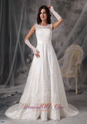 Stylish Square Princess Taffeta Lace Bridal Dress