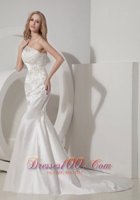 Amazing Mermaid One Shoulder Satin Lace Bridal Dress