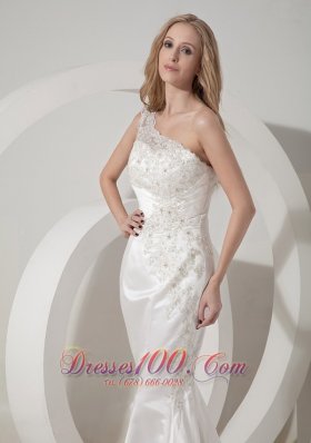 Amazing Mermaid One Shoulder Satin Lace Bridal Dress