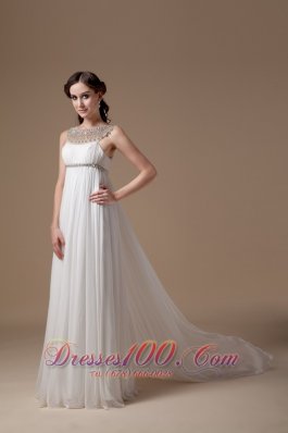 Elegant Empire Scoop Chiffon Beading Wedding Gown