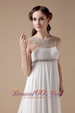 Elegant Empire Scoop Chiffon Beading Wedding Gown