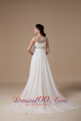 Elegant Empire Scoop Chiffon Beading Wedding Gown