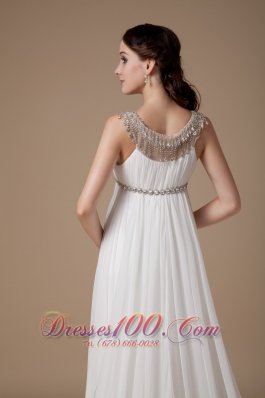 Elegant Empire Scoop Chiffon Beading Wedding Gown