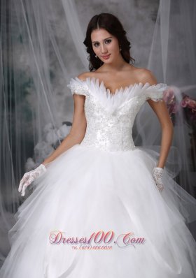 Amazing Ball Gown Off The Shoulder Tulle Wedding Gowns