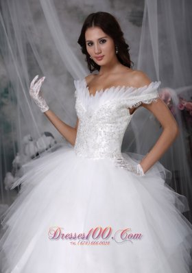 Amazing Ball Gown Off The Shoulder Tulle Wedding Gowns