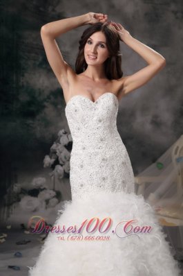 Mermaid Sweetheart Bridal Dresses Feather Beading