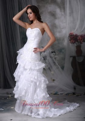 Perfect Sweetheart Wedding Dress Organza Appliques