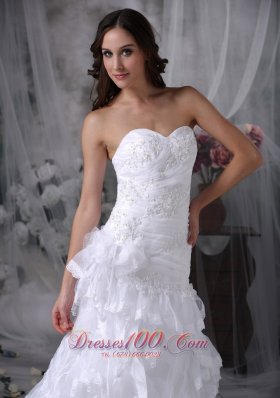 Perfect Sweetheart Wedding Dress Organza Appliques