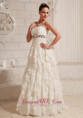 Lace and Chiffon Ruffled Pretty Bridal Dresses