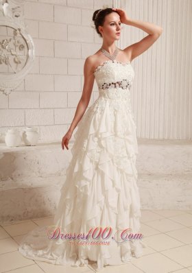 Lace and Chiffon Ruffled Pretty Bridal Dresses