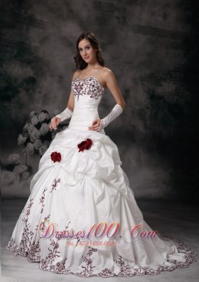 Sweetheart Bridal Dresses Taffeta Embroidery