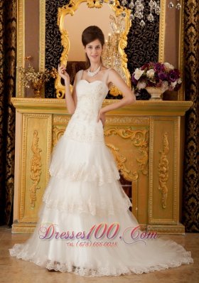 Elegant Princess Straps Tulle Lace and Beading Bridal Dresses