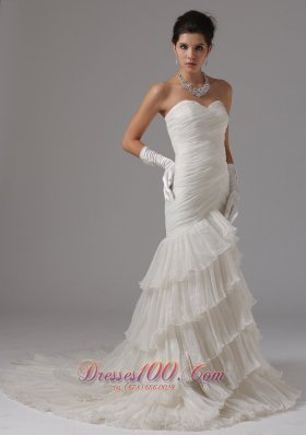 Mermaid Ruched Ruffled Layers Bridal Dresses