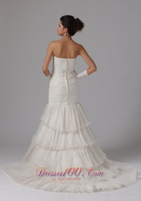 Mermaid Ruched Ruffled Layers Bridal Dresses