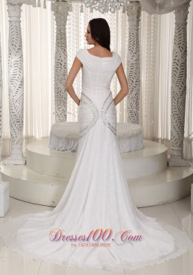 Sexy Mermaid V-neck Chiffon Rhinestone Bridal Dresses