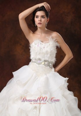 Ruffled Layers Feather Ball Gown Bridal Dresses