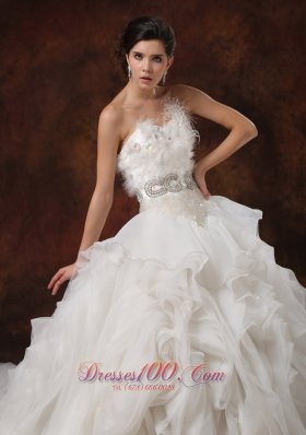 Ruffled Layers Feather Ball Gown Bridal Dresses