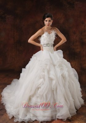 Ruffled Layers Feather Ball Gown Bridal Dresses