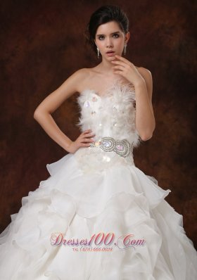 Ruffled Layers Feather Ball Gown Bridal Dresses