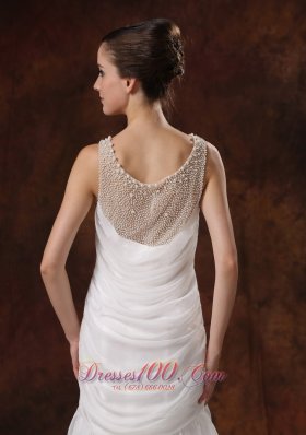 Soft Scoop Neckline Chiffon Ruch Bridal Dresses