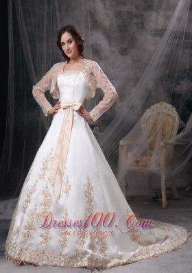 Wonderful Bridal Dresses Strapless Satin Embriodery