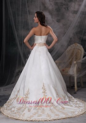 Wonderful Bridal Dresses Strapless Satin Embriodery