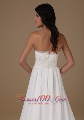 Vintage Strapless Chiffon Hand Made Flowers Bridal Dresses