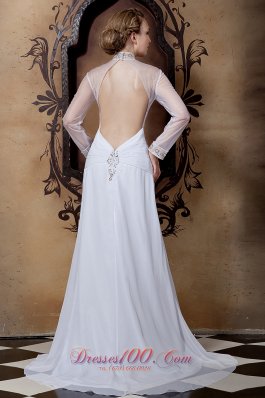 Long Sleeves Empire High-neck Chiffon Beading Bridal Dresses