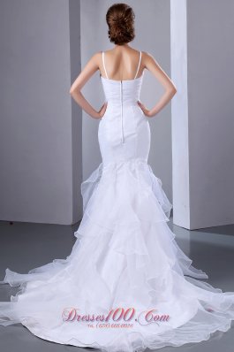 Spaghetti Straps Mermaid Ruffles Wedding Dress