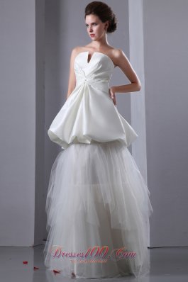 Unique Strapless Taffeta and Tulle Wedding Dress